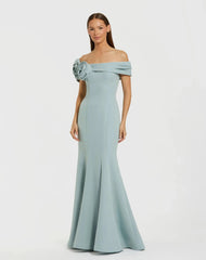 Off The Shoulder Crepe Mermaid Gown